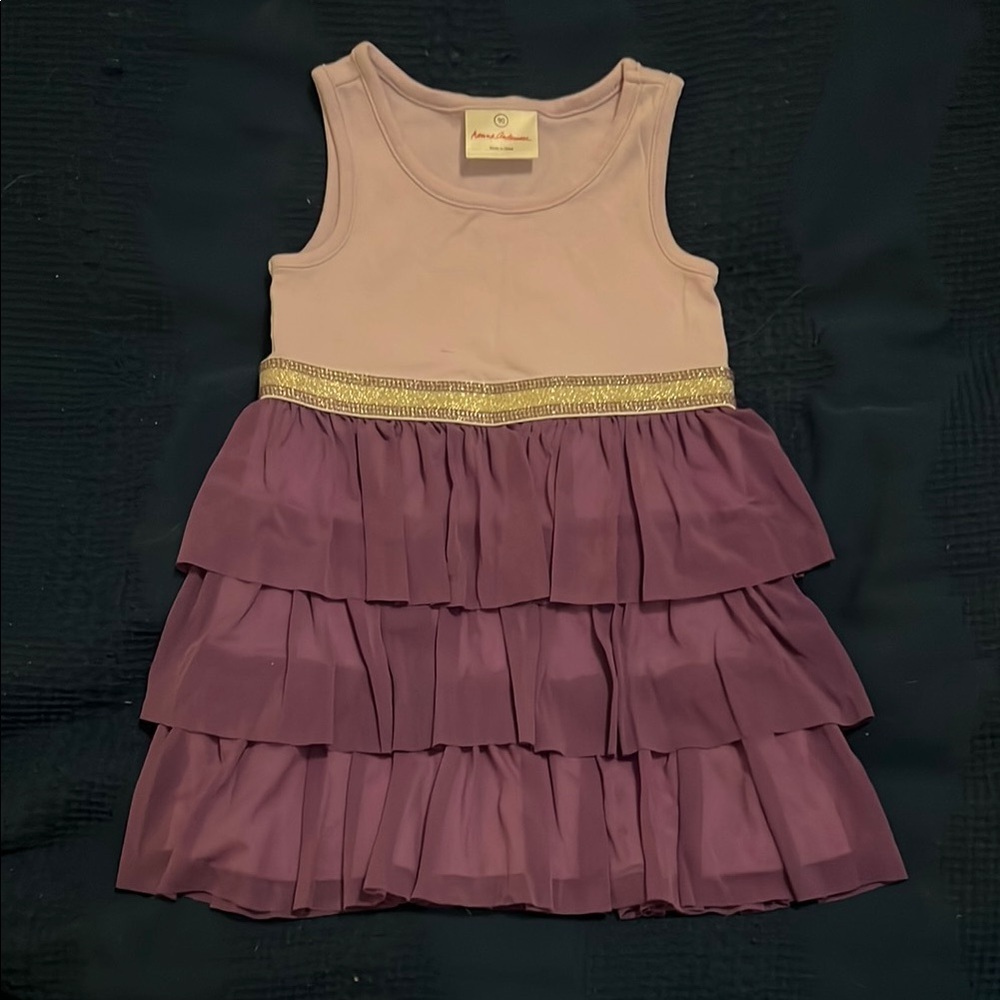 Purple and Cream Kids Dress